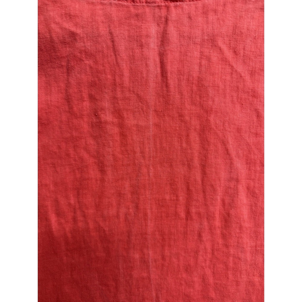 Cynthia Rowley 100%‎ Linen Coral Red Short Sleeve Top Women's Medium Button Hem - Picture 9 of 12